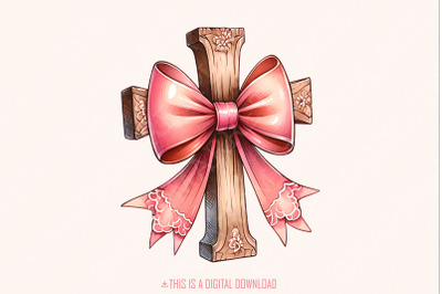 Cross with Pink Bow Png, Christian PNG Coquette, Bible Verse Bow PNG, Pink Coquette Bow PNG, Sublimation Designs, Mom Bow Png