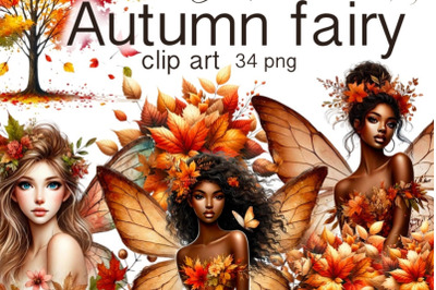 Autumn Fairy Clip Art , Thanksgiving Fantasy PNG Files