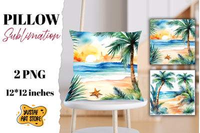 Beach pillow sublimation. 2 summer pillow design