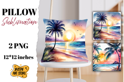 Beach pillow sublimation. 2 summer pillow design