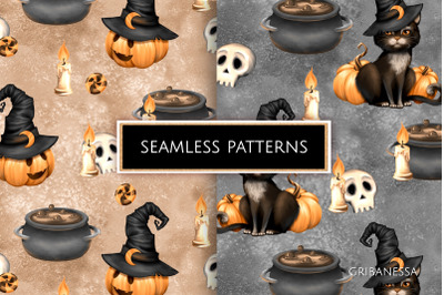 Halloween seamless patterns | Cute digital paper