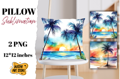 Beach pillow sublimation. 2 summer pillow design