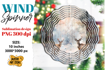 Christmas deer wind spinner. Winter sublimation design