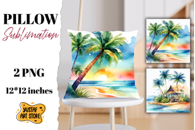 Beach pillow sublimation. 2 summer pillow design