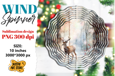 Christmas deer wind spinner. Winter sublimation design