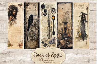 Book Of Spells Bookmarks | Witch Printable Paper