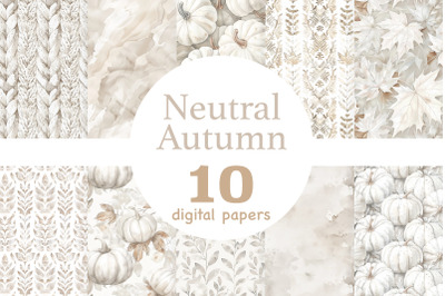 Neutral Autumn Digital Paper | Knitted Pattern