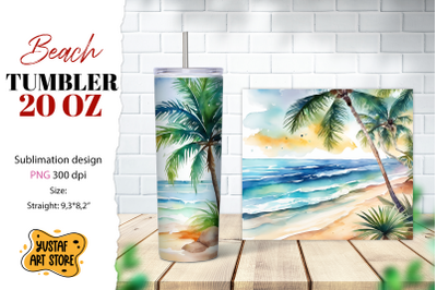 Beach tumbler wrap. Summer tumbler sublimation design