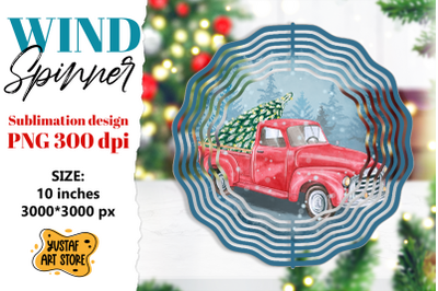 Christmas truck wind spinner. Winter sublimation design