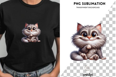 Cute Cat Sublimation PNG&2C; Transparent Design for Digital Crafting&2C; Fun