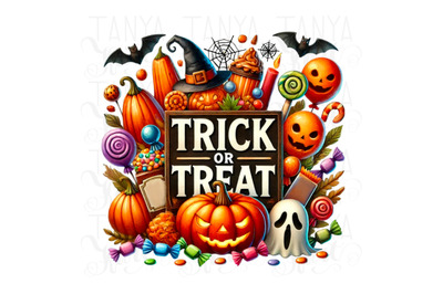 Trick or Treat PNG for T-Shirt Design, Halloween Crafting, Funny PNG,