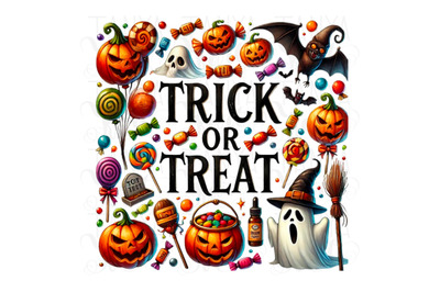 Trick or Treat, Funny Halloween PNG Digital Downloads for Tshirt Desig