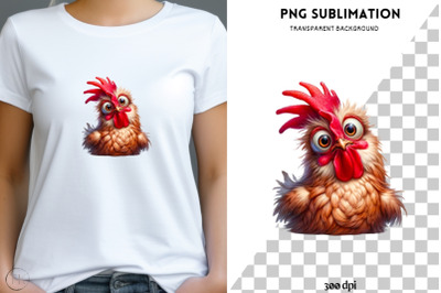 Cute Chicken PNG Digital Downloads for Crafters &amp; T-shirt Designers, F