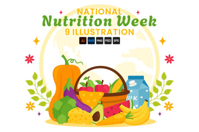 9 National Nutrition Week Day Illustration