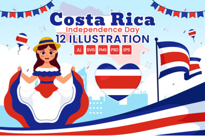 12 Independence Day of Costa Rica Illustration