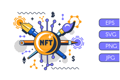 NFT Art Technology Concept Illustration