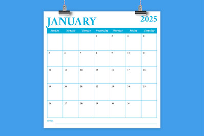 2025 12x12 Square Serif COLOR Calendar