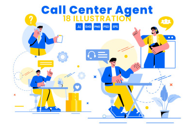 18 Call Center Agent Illustration