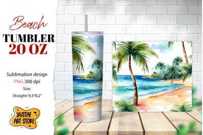 Beach tumbler wrap. Summer tumbler sublimation design