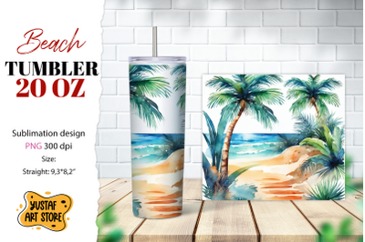 Beach tumbler wrap. Summer tumbler sublimation design