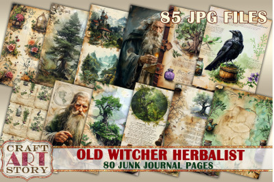 Old Witcher Herbalist Junk Journal Pages, Scrapbook Paper