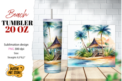 Beach tumbler wrap. Summer tumbler sublimation design