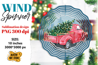 Christmas truck wind spinner. Winter sublimation design