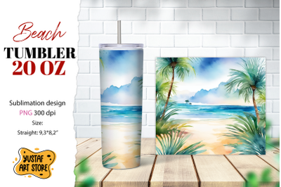 Beach tumbler wrap. Summer tumbler sublimation design