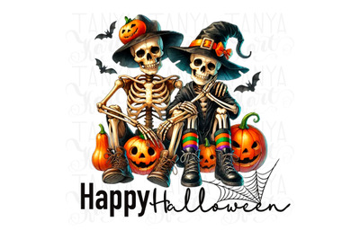 Happy Halloween, Funny Skeletons, Spooky Vibes, DIY Card Making, PNG D