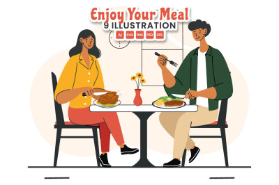 9 Enjoy Your Meal Vector Illustration