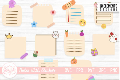 Cute Notes With Sticker Clipart Bundle