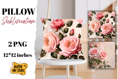 Rose gold pillow sublimation. 2 flowers pillow design