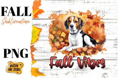 Fall sublimation design. Fall dog sublimation. Beagle PNG