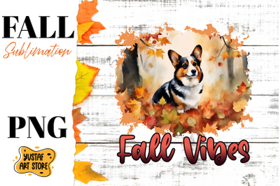 Fall sublimation design. Fall dog sublimation. Corgi PNG