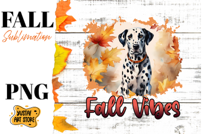 Fall sublimation design. Fall dog sublimation. Dalmatian PNG