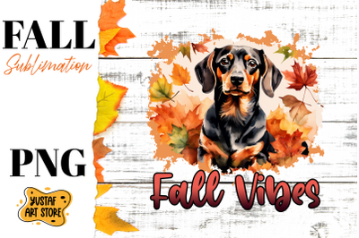 Fall sublimation design. Fall dog sublimation. Dachshund PNG