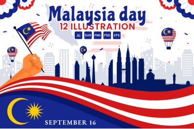 12 Happy Malaysia Day Illustration