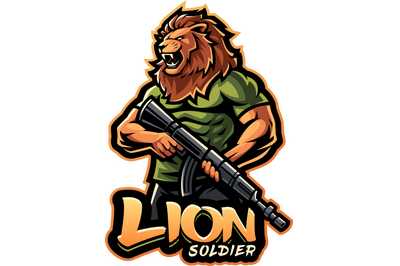 Lion soldier esport mascot logo design