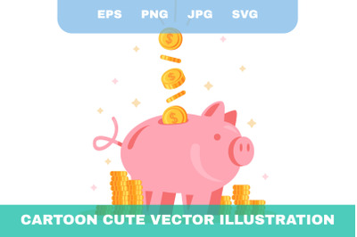 Flat&nbsp;Piggy Bank Concept Illustration