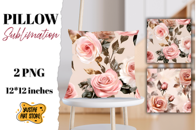 Rose gold pillow sublimation. 2 flowers pillow design