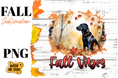 Fall sublimation design. Fall dog sublimation. Labrador PNG