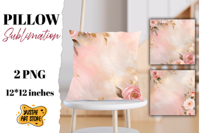 Rose gold pillow sublimation. 2 flowers pillow design