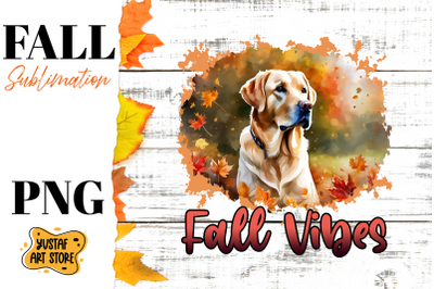 Fall sublimation design. Fall dog sublimation. Labrador PNG