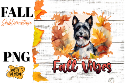 Fall sublimation design. Fall dog sublimation. Cute terrier