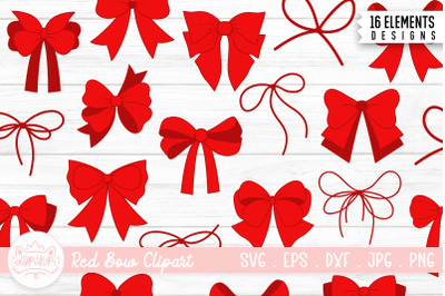 Red Bow Clipart Bundle