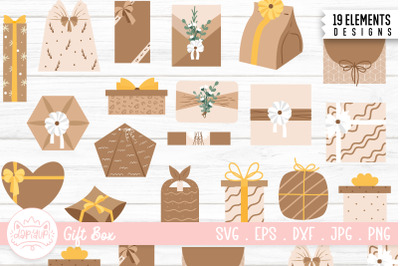 Brown Gift Box Clipart Bundle