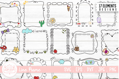 Line Frame With Sticker Clipart Bundle