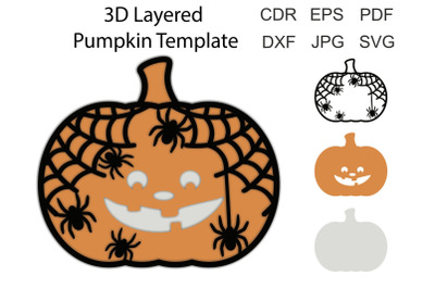 Pumpkin svg, 3D Layered Halloween Pumpkin