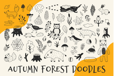 Autumn Forest Doodles Fall PNG Clipart