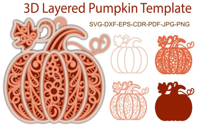 3D Layered Pumpkin SVG Template for Laser,Paper Cut